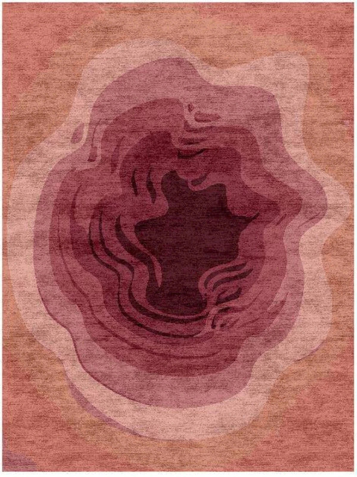 6×9 Mauve Pink Agate Wave Rug | Modern Abstract Aura Mineral Pattern Bedroom Rug