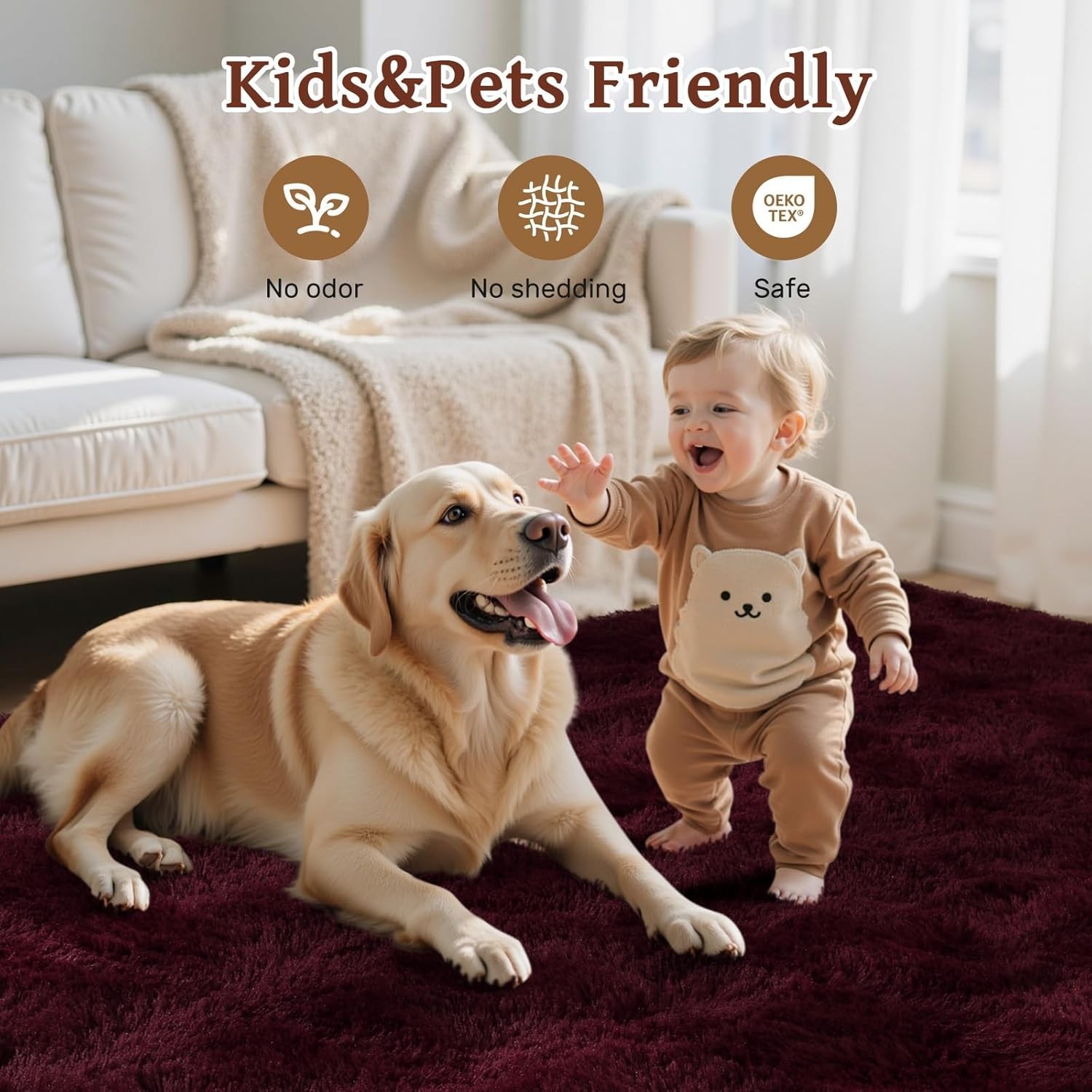 4′ x 6′ Plush Red Fur Rug – Cozy Aesthetic for Bedrooms & Living Rooms
