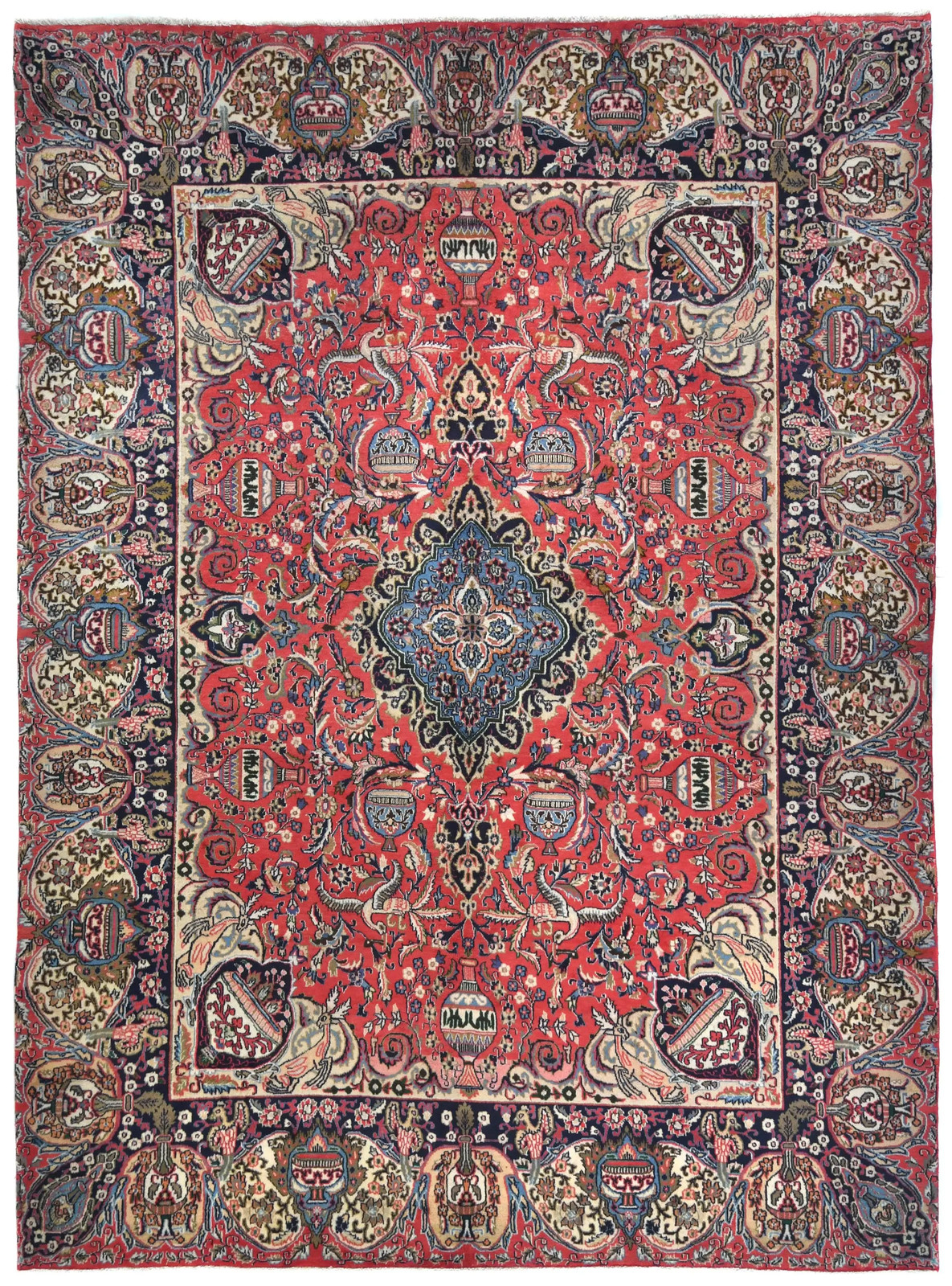Hand-Knotted Vintage Pictorial Classic Design Oriental Wool Carpet Rug 10X13 ft