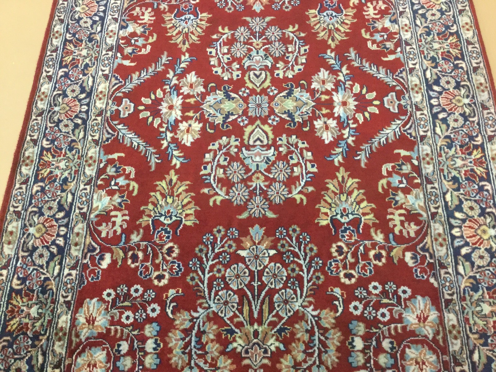 3′.11″ X 6′.3″ Red Navy Blue Sarok Oriental Area Rug Hand Knotted Wool