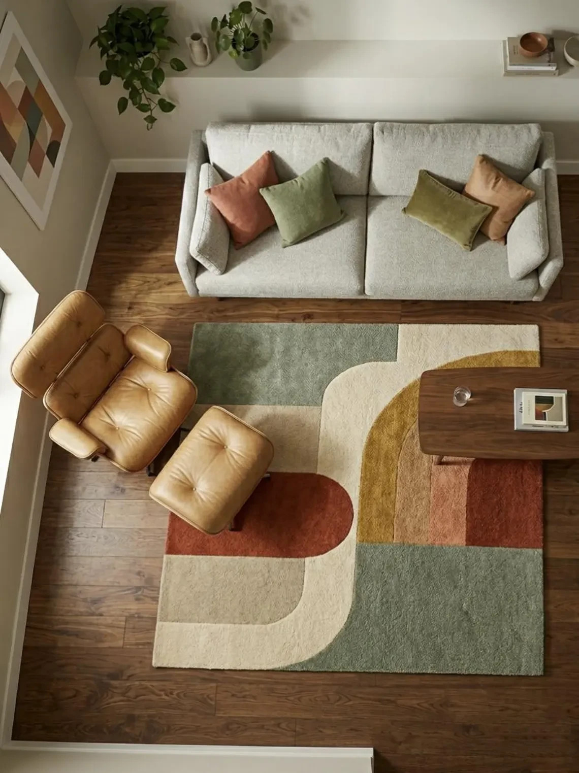 Hand Tufted Wool Area Rug, Geometric Abstract Living Room Carpet for Home decor.
