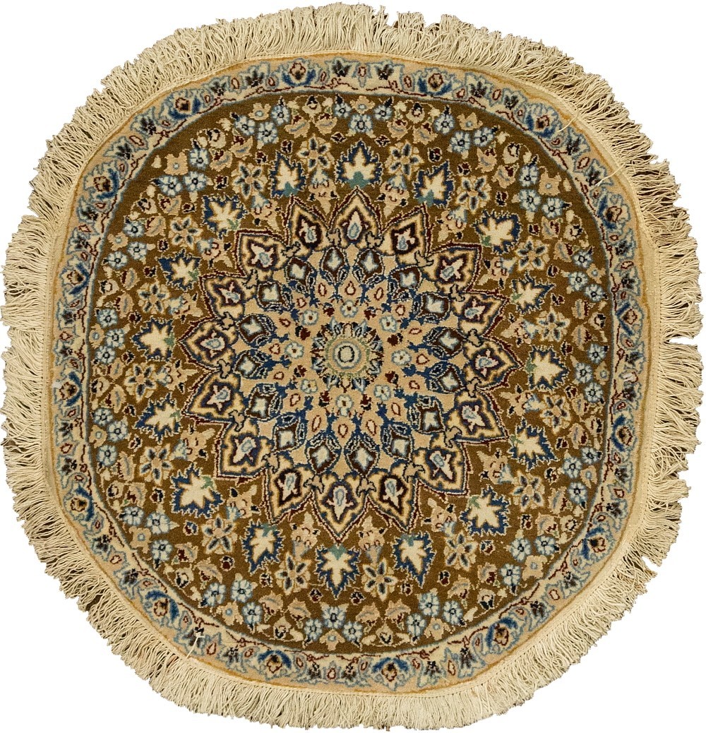Round Wool Area Rug Floral 2×2 | Rug #77593