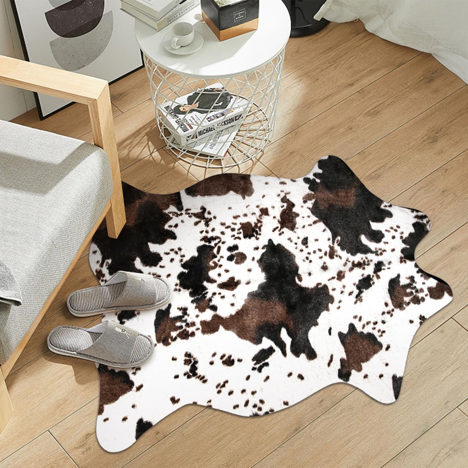MACEVIA Cowhide Rug Cute Cow Print Rugs Western Decor for Living Room Bedroom…