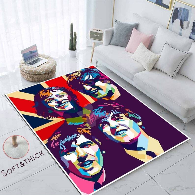 The Beatles Poster Print, Sunshine Silhouette, Music Silhouette, Music Fan Rug