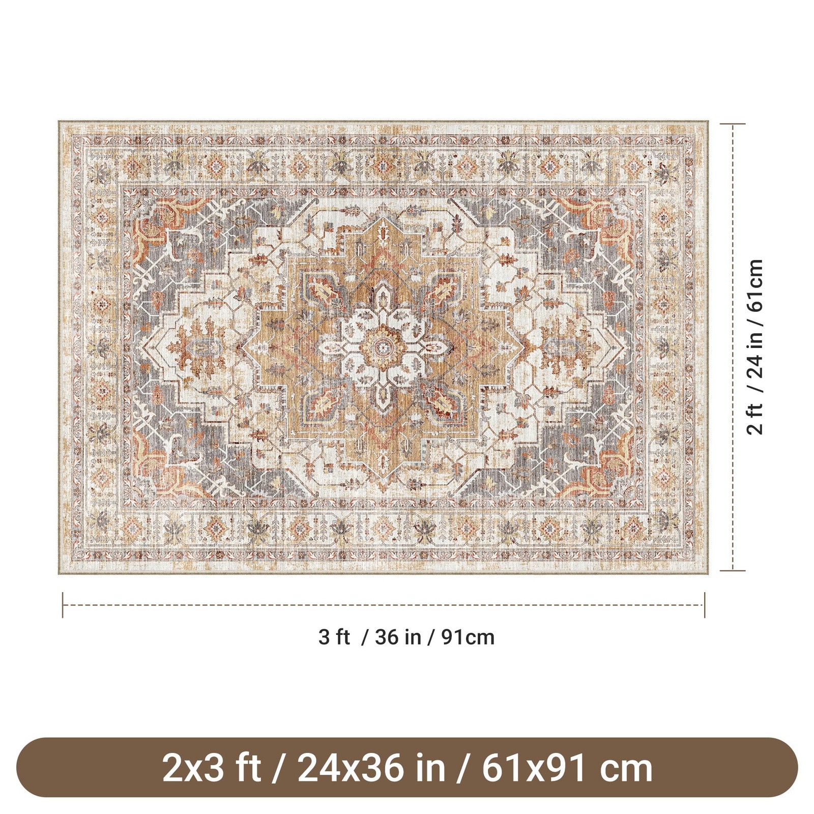2×3 Entryway Rug Small Washable Kitchen Rugs Non Slip Front Door Rug Foldable…