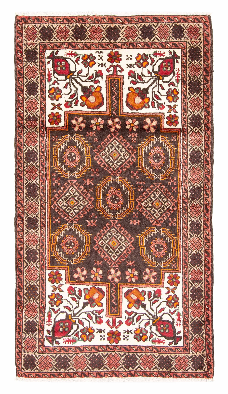 Vintage Dark Brown Traditional 3’4″ x 5’10” Hand-Knotted Oriental Wool Area Rug