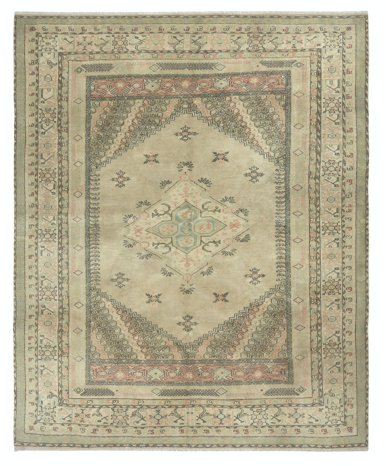 6.8×8.4 Ft West Anatolian Manisa Kula Rug, Vintage Handmade Area Rug