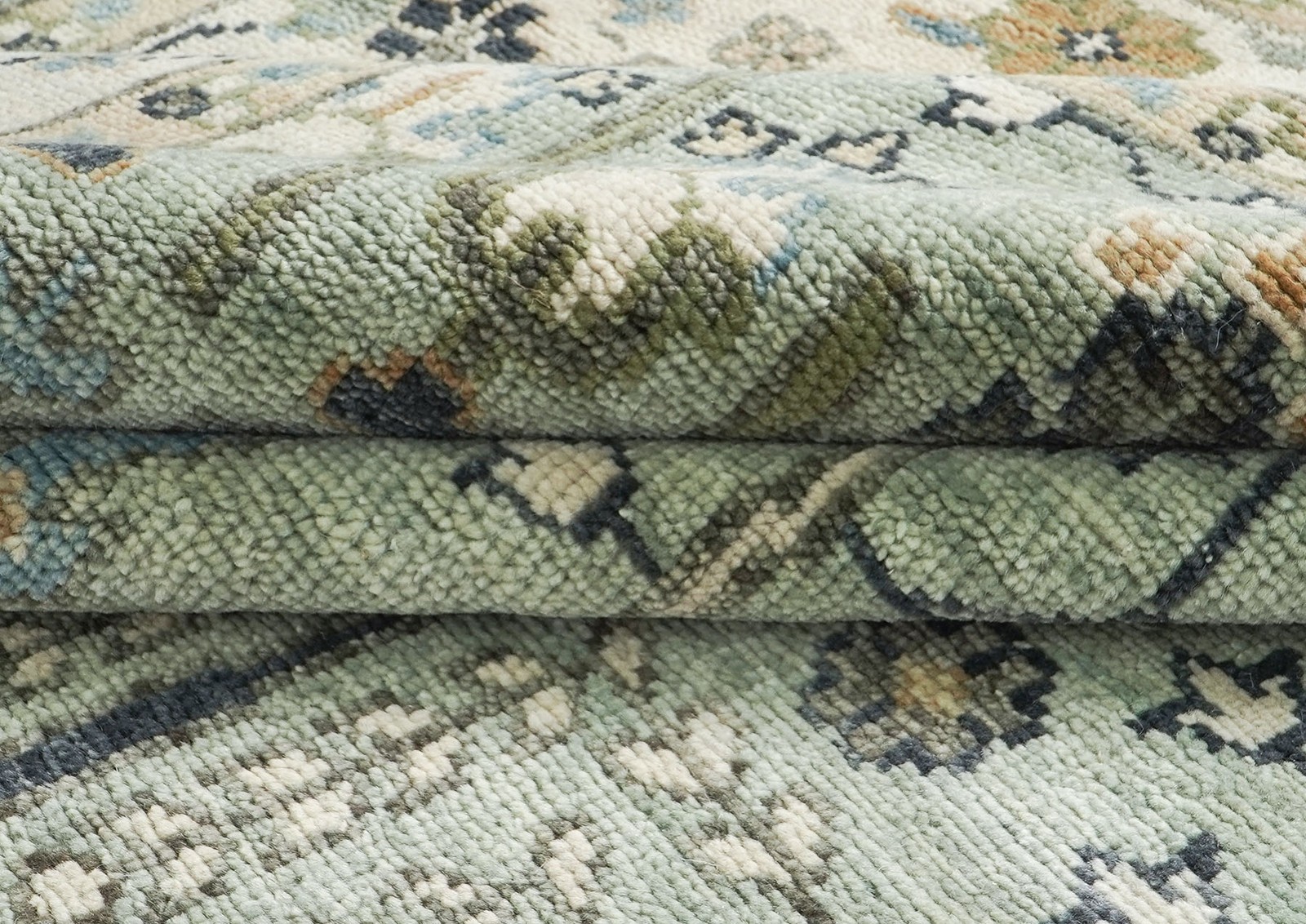 10×14 Hand Knotted Wool Celadon Oushak Transitional Rug