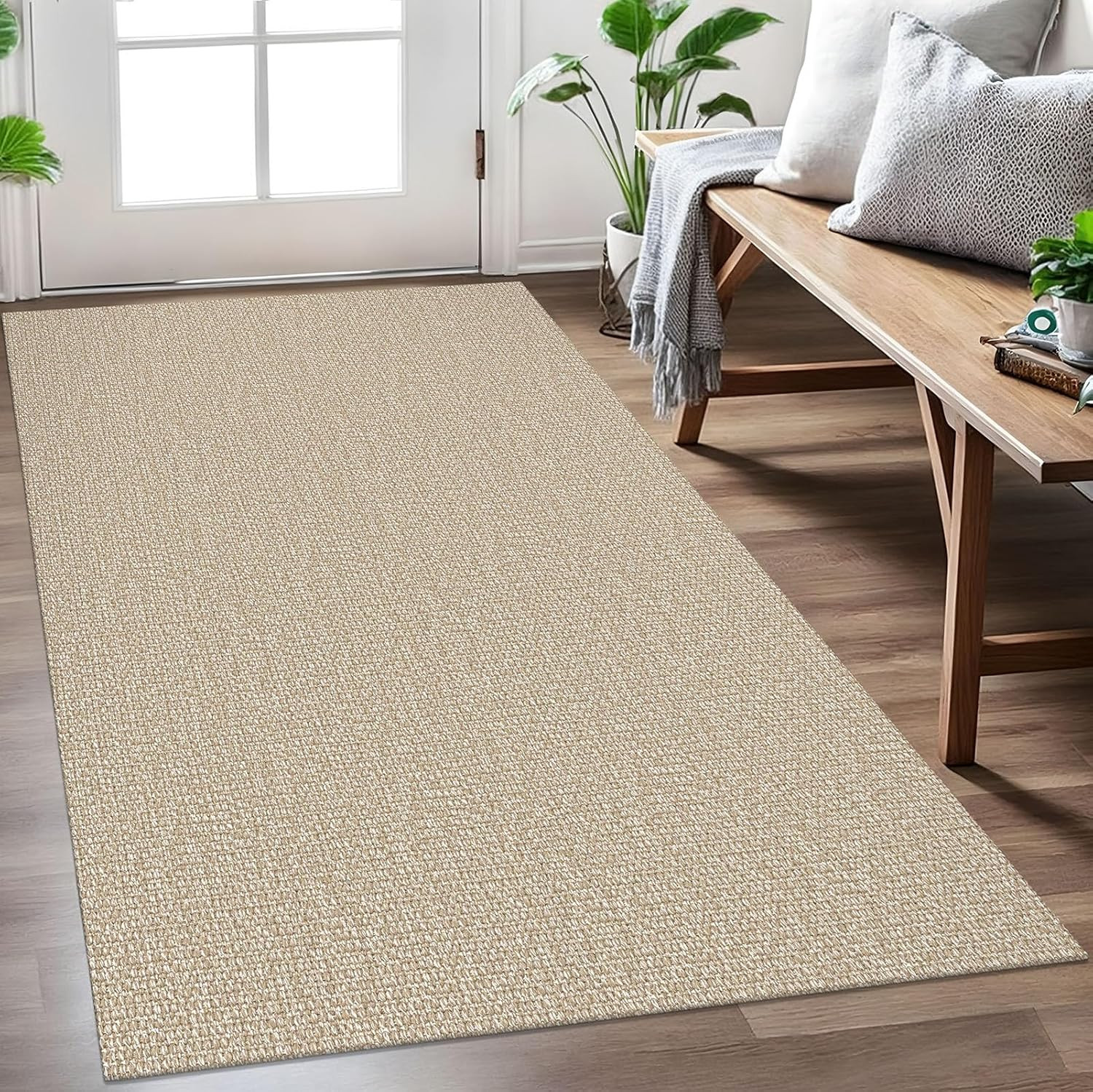 Washable Area Rug 3X5 Ft Non Slip Rugs for Entryway, Braided Rubber Backed Throw