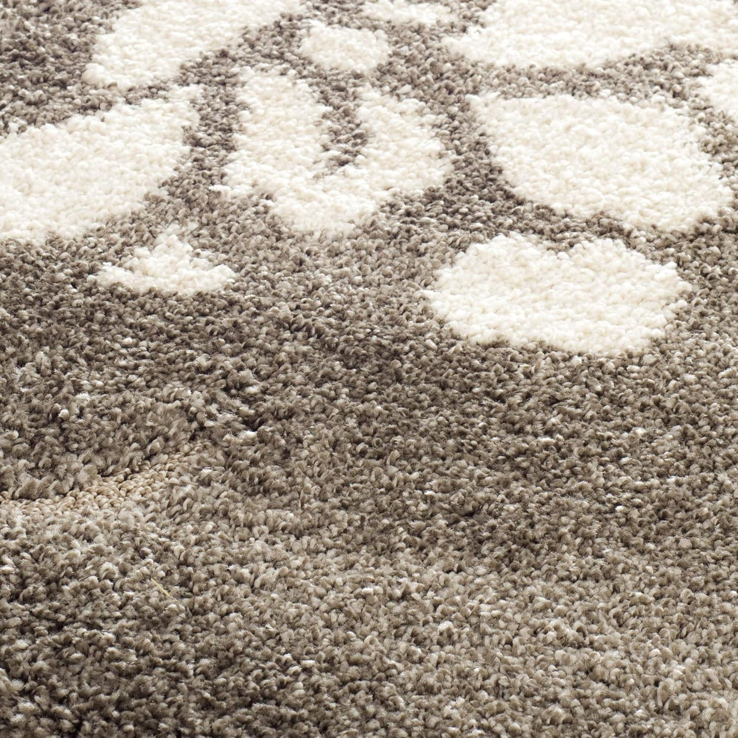 Florida Shag Collection Accent Rug – 2’3″ X 4′, Smoke & Beige, Floral Design, No
