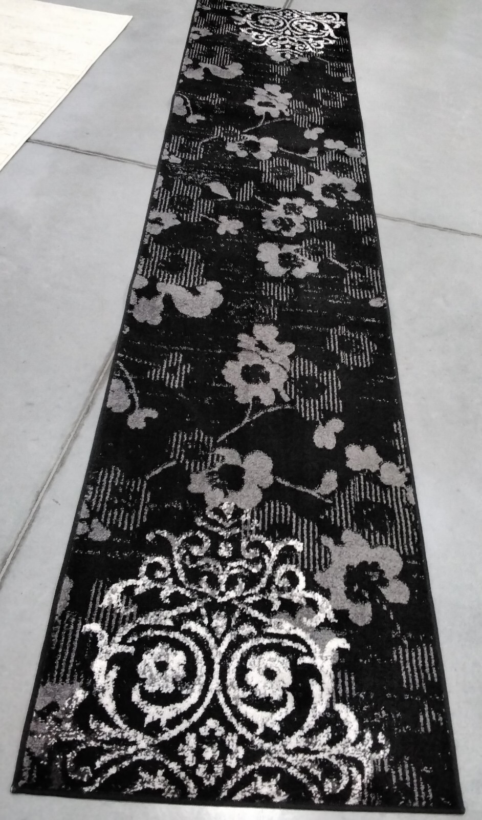 BLACK / SILVER 2′-6″ X 12′ Back Stain Rug, Reduced Price 1172748591 ADR114A-212