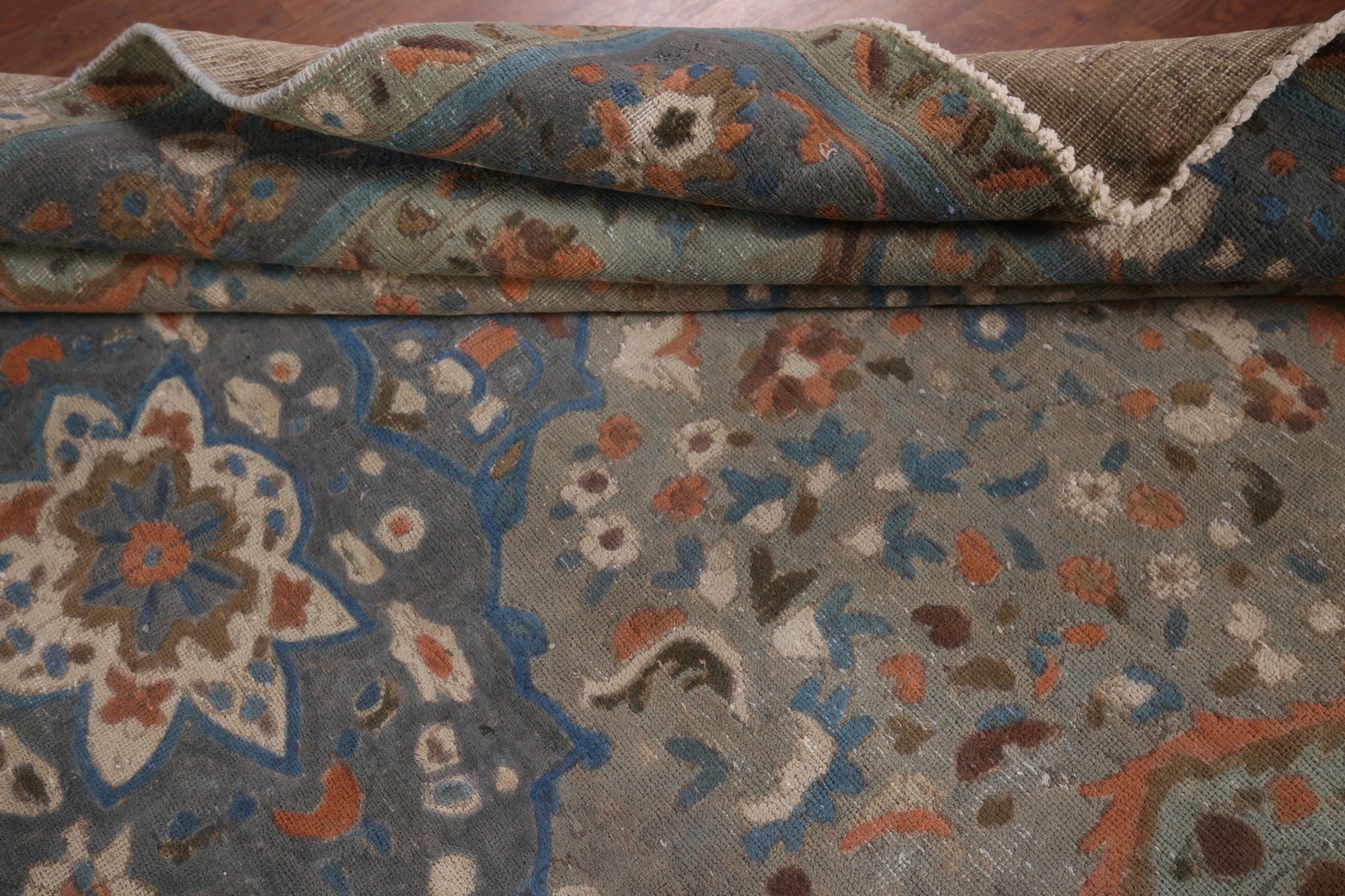 Vintage Over-Dyed Gray Wool Hand-knotted Tebriz Living Room Rug Area Carpet 7×10