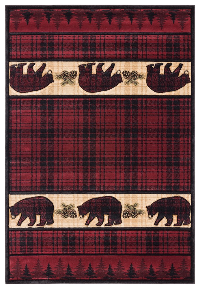 Red Plaid Lined Bears Cubes Striped Door Mat 2055 40834 – Aprx 1′ 10″ x 2′ 8″
