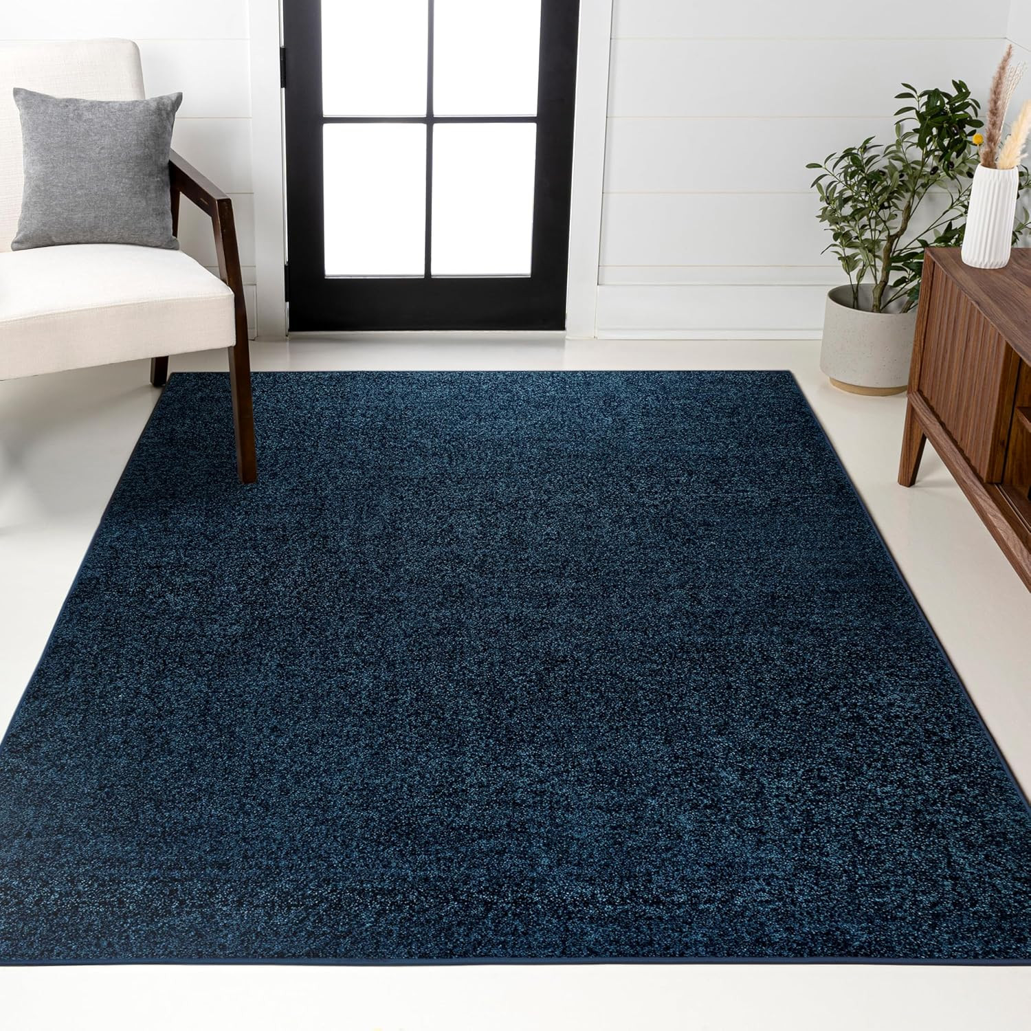 Haze Navy Low-Pile Area Rug 8×10 – Easy Clean, Pet Friendly
