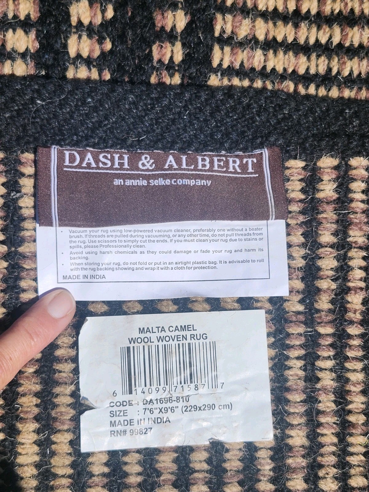 New 8 X 10 Ft Annie Selke RUG Dash & Albert $898 Halta Stripe Hand Knotted Wool