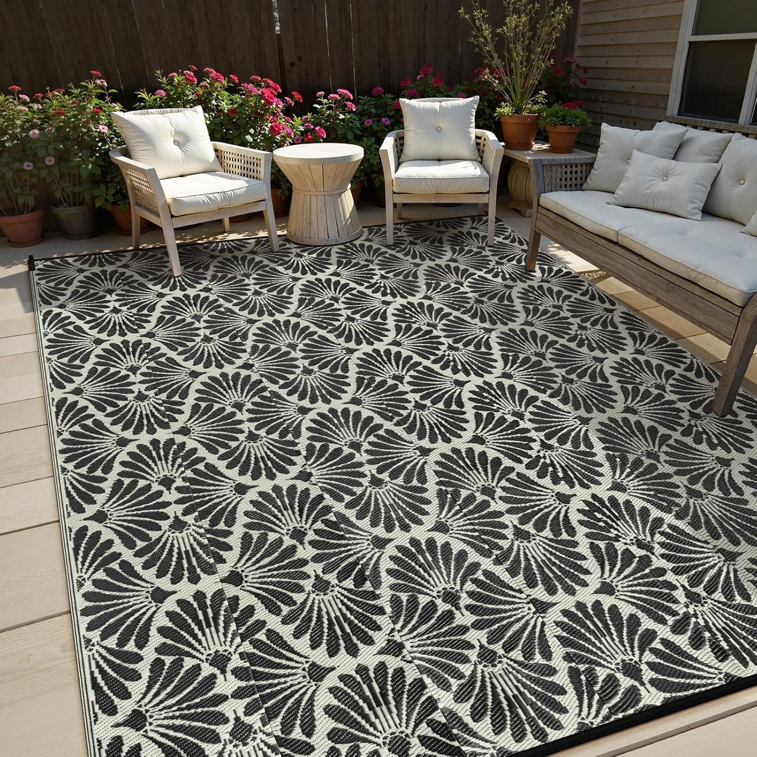 Outdoor Plastic Straw Rugs 8×10 Waterproof Patio Camping Picnic Porch Carpet Mat