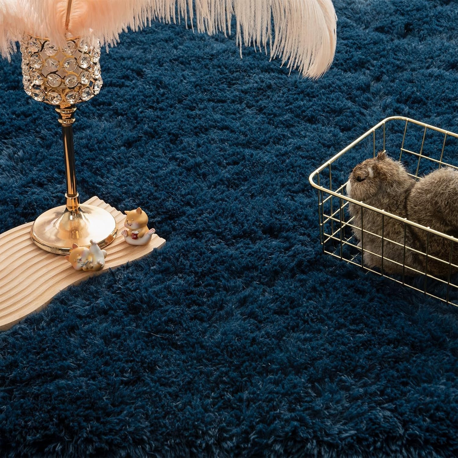 Navy Blue Shag Area Rug 4×6 Feet – Soft Plush Indoor Carpet for Stylish Rooms
