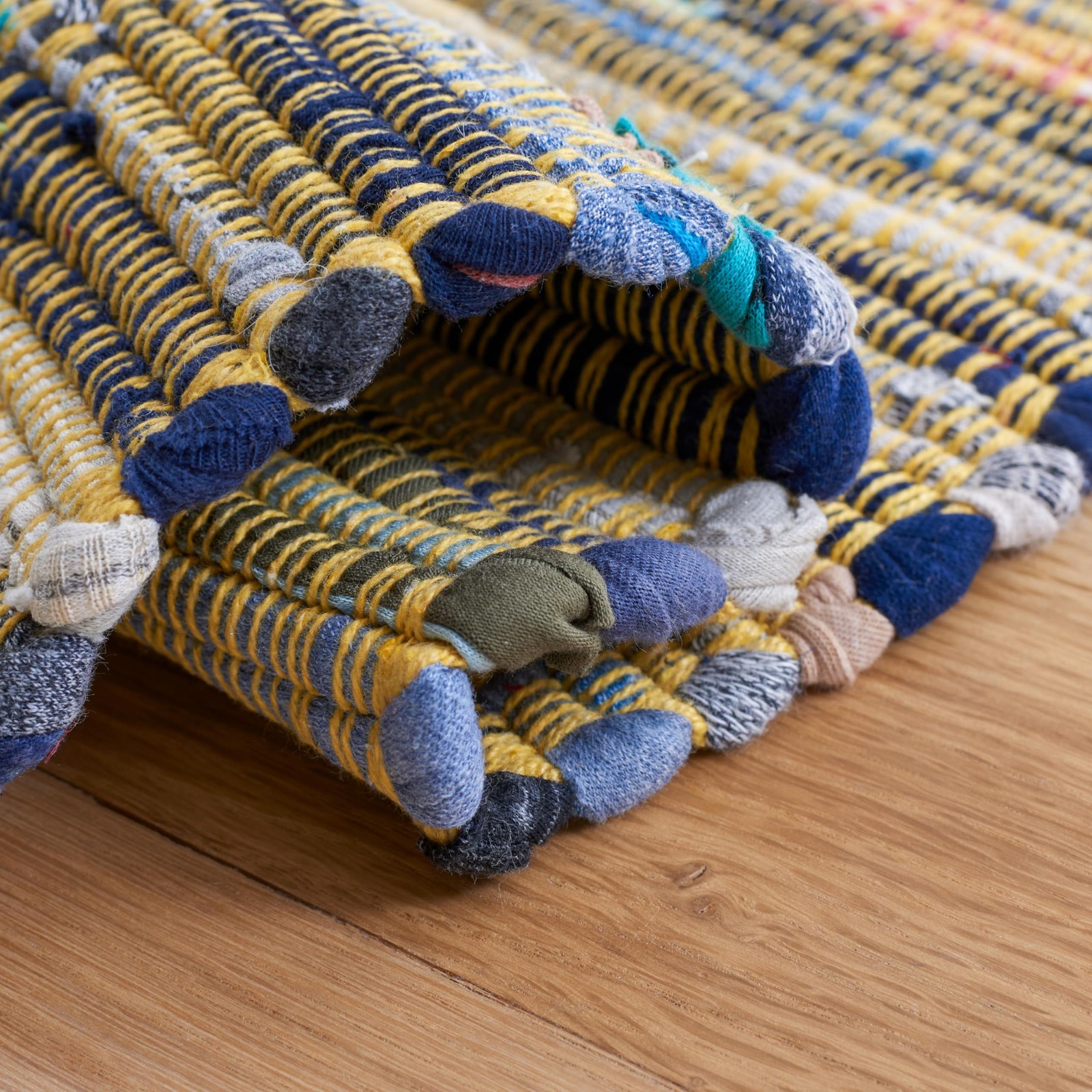 Rag Rug Collection Runner Rug – 2’3″ x 12′, Yellow & Multi, Handmade Boho Str…