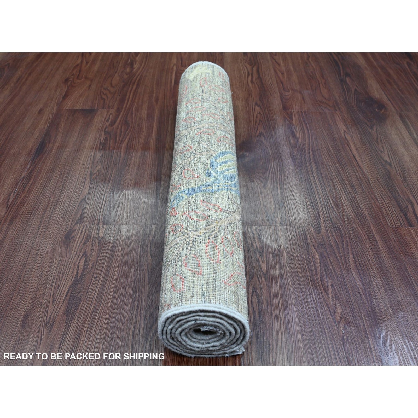 2’6″x6’2″ Gray Afghan Peshawar Birds Design Wool Hand Knotted Runner Rug R20108