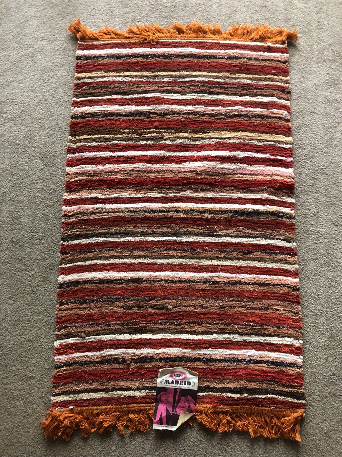 Vintage Deadstock Capels Madrid Accent Rug 1970s New! Copper 24×45 WEAVE MCM
