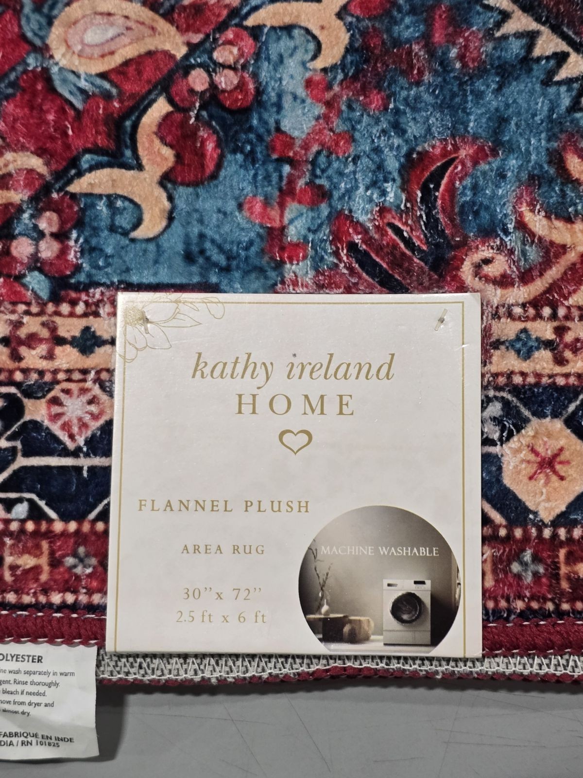 KATHY IRELAND HOME SOFT BRUSHED FLANNEL WASHABLE 30×72 RUNNERS RUG VINTAGE RUBY
