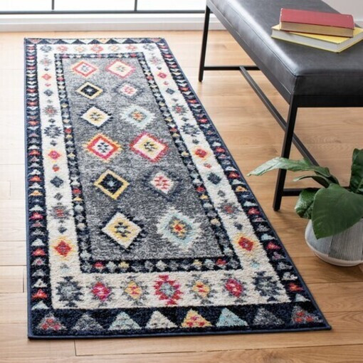 2×8 (2’6″ x 8′) Wide Runner Southwestern Tribal Gray Area Rug **FREE SHIPPING**