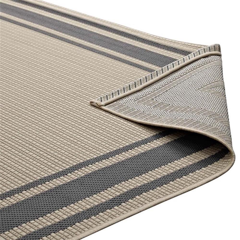 Modway Rim 63×90.5″ Solid Border Indoor and Outdoor Area Rug in Gray and Beige