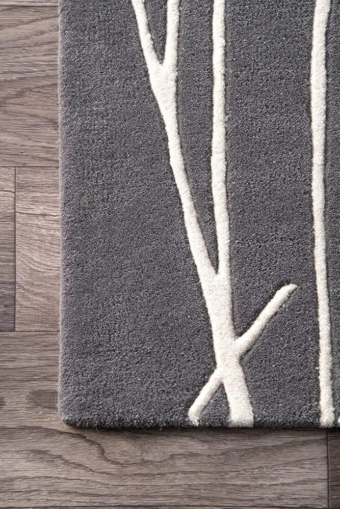 New Chevron Grey & White Modern Hand-Tufted Wool Handmade Area Rug Carpet