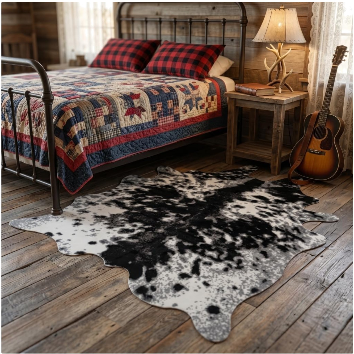 Country Style Cowhide Rug | Easy to Clean | 5’2” × 6’7”
