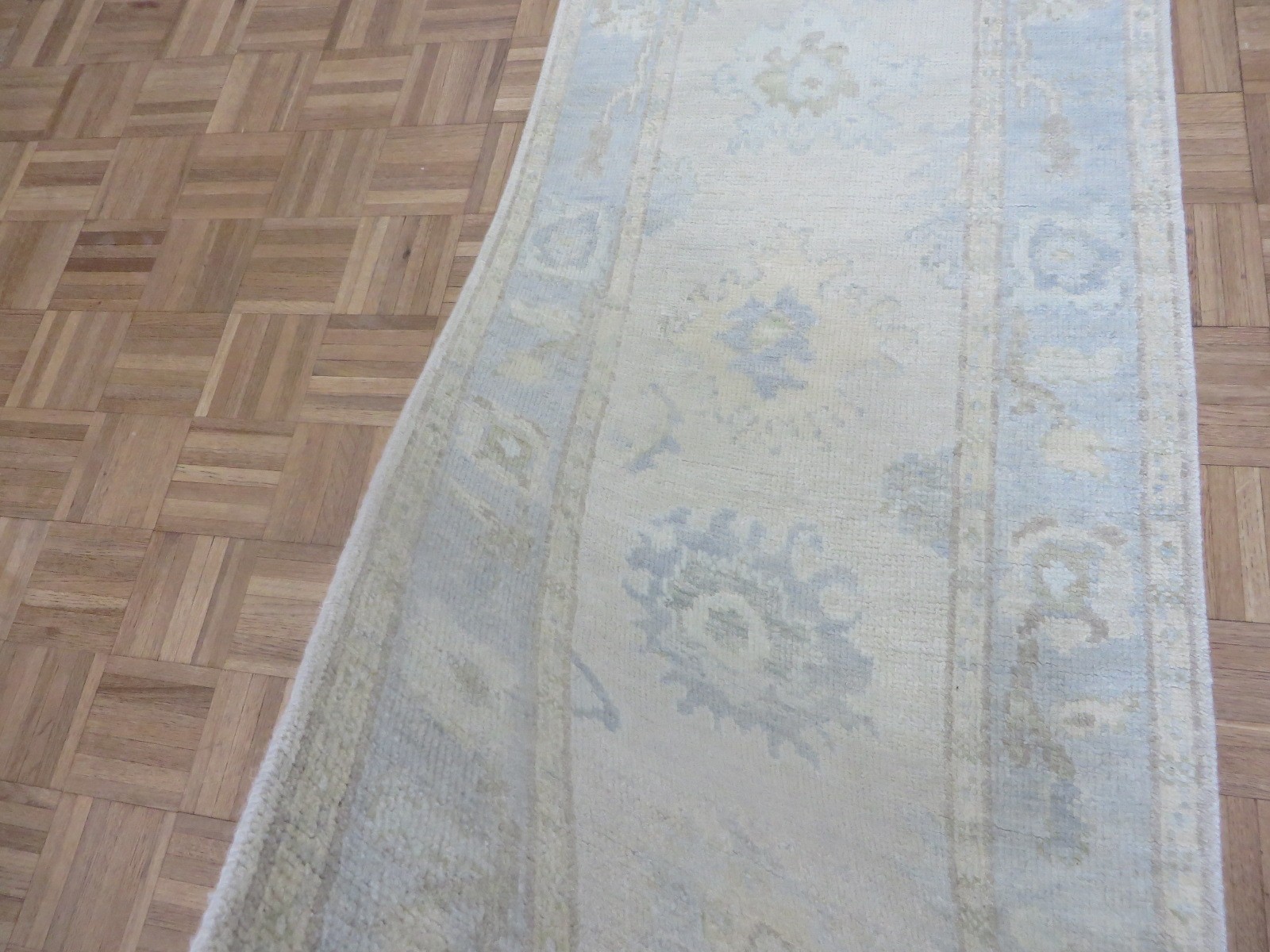 2’6 x 12 Runner Hand Knotted Beige Modern Oushak Oriental Rug G16712