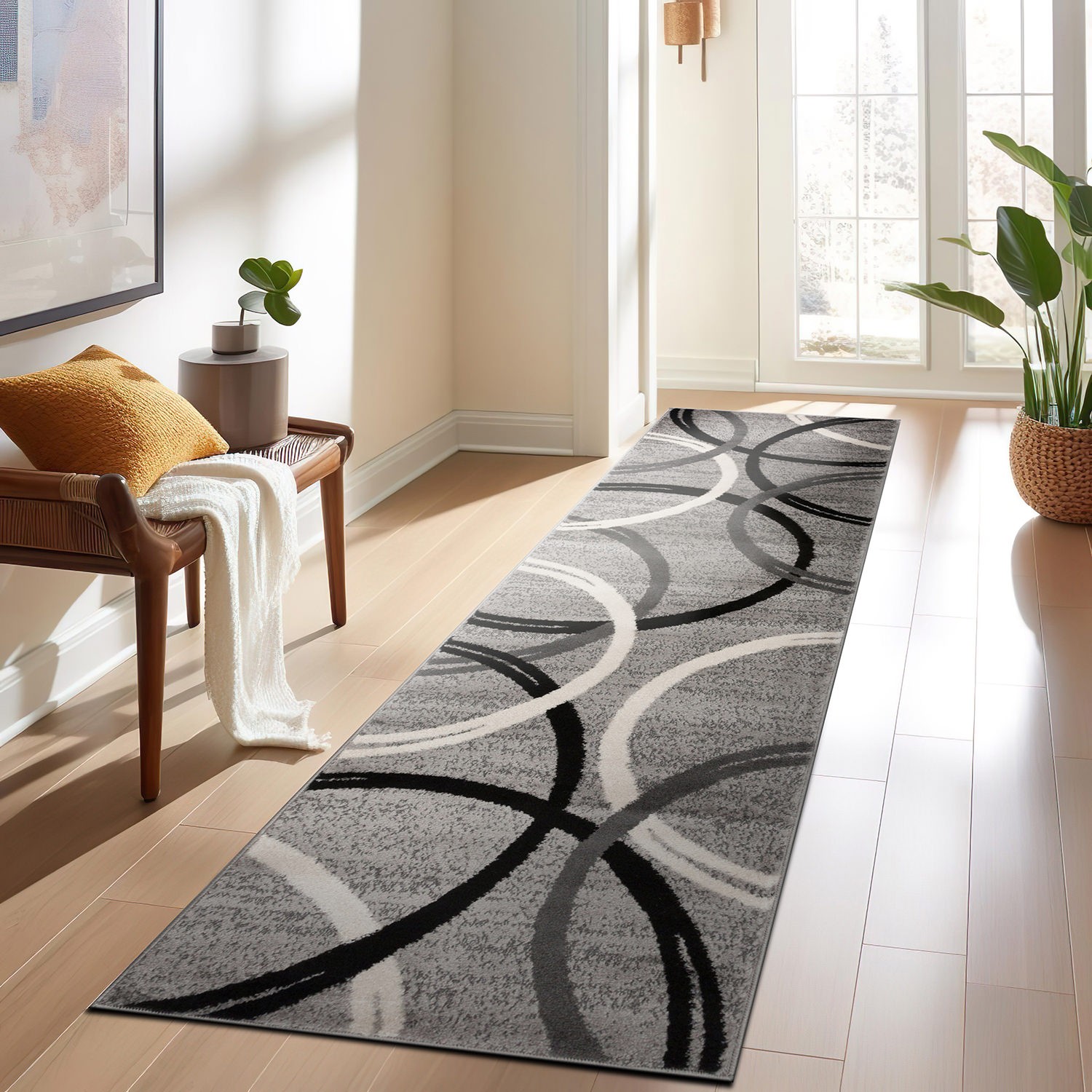 Rugshop Runner Rug Modern Abstract Circle Carpet Rug Runner Kitchen Rugs 2’7″x6′