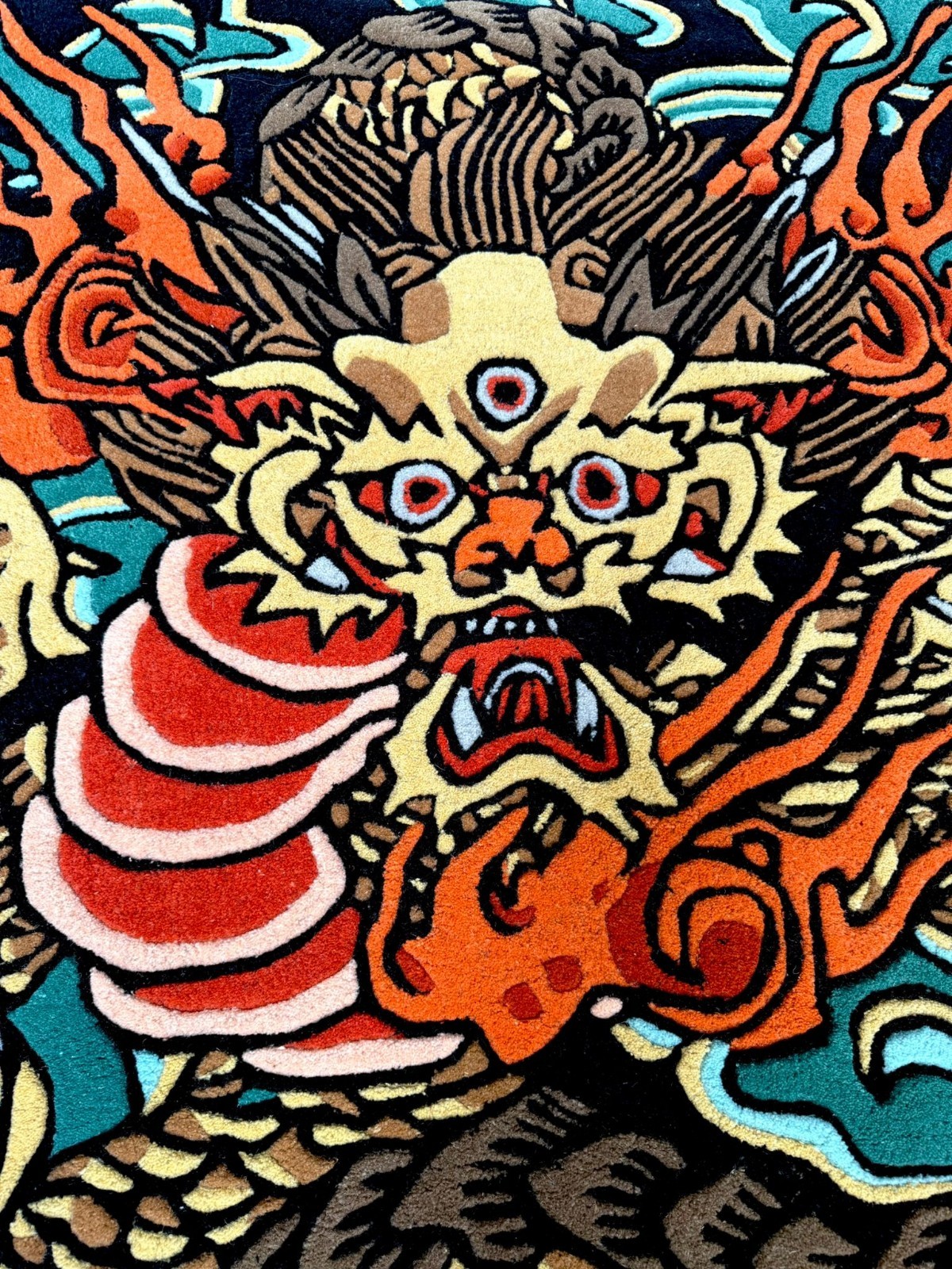 Japanese Dragon Tattoo Rug Wool Tufted Oriental Area Rug Traditional Inked Rug