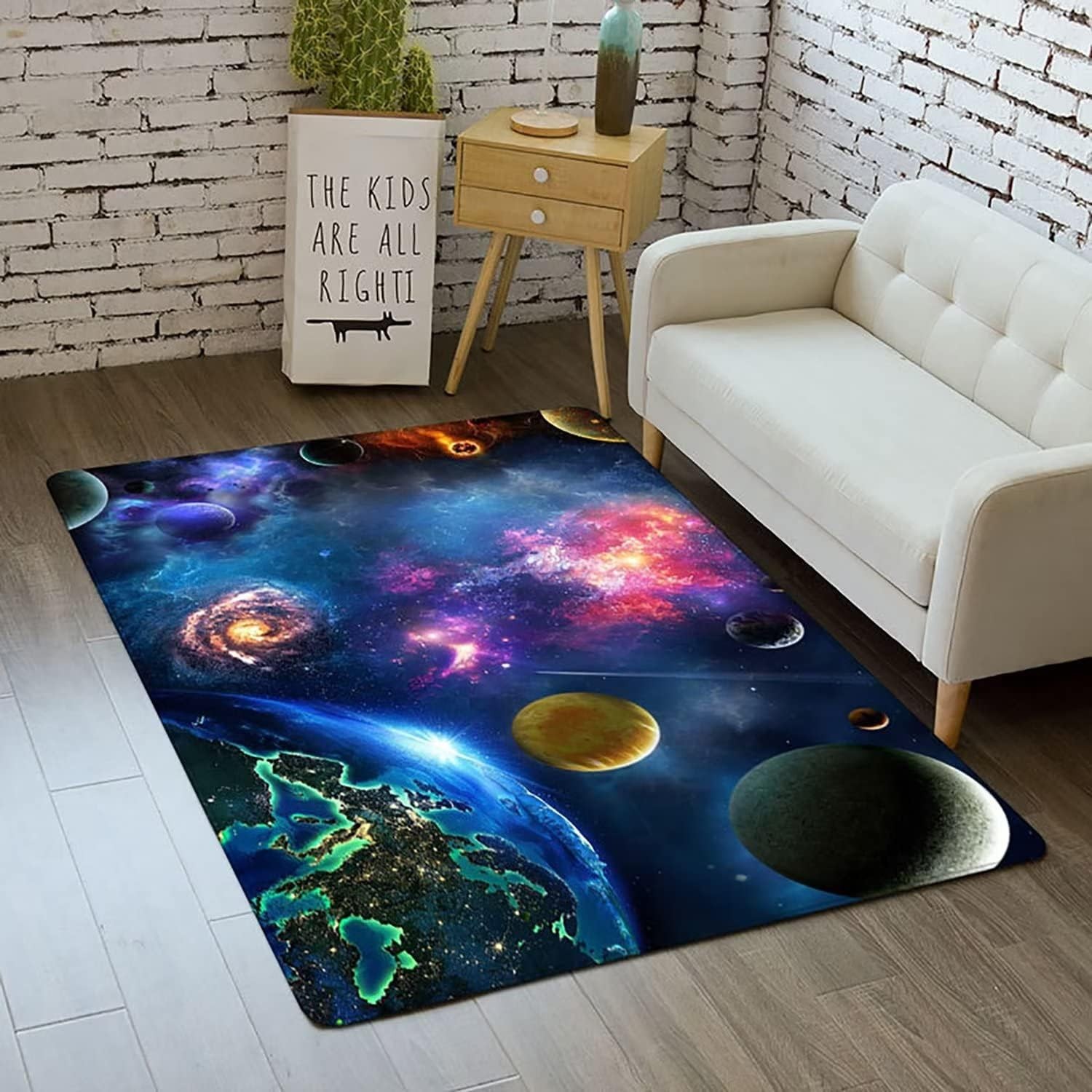 3 x 5 Ft Outer Space Rug Solar System Galaxy Planet Kids Bedroom Carpet