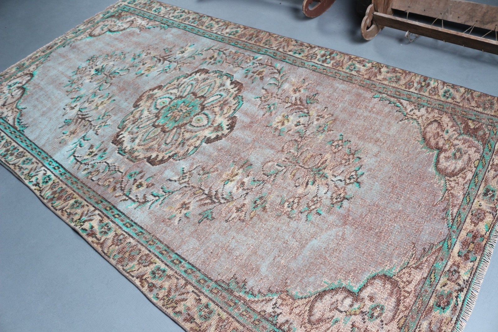 5,3×9 ft Vintage Rug, Turkish Rug, Blue Oriental Wool Rug