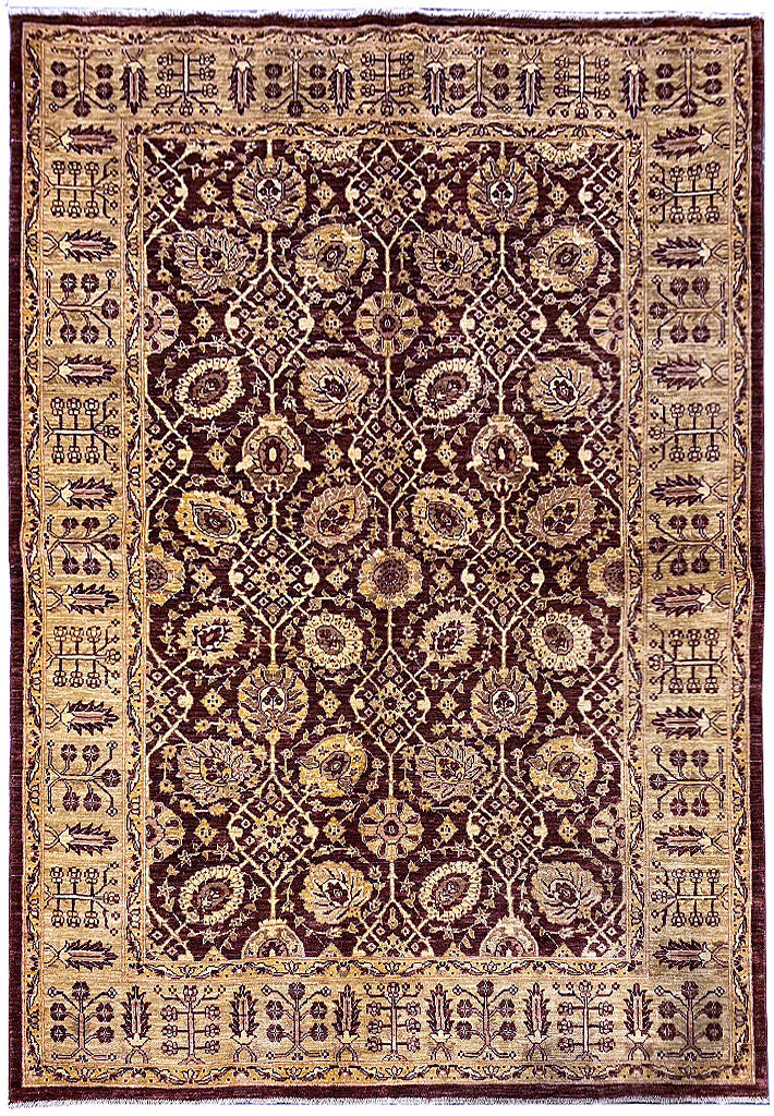 6×8 Quality Handmade Agra Rug BURGUNDY #PIX-6074