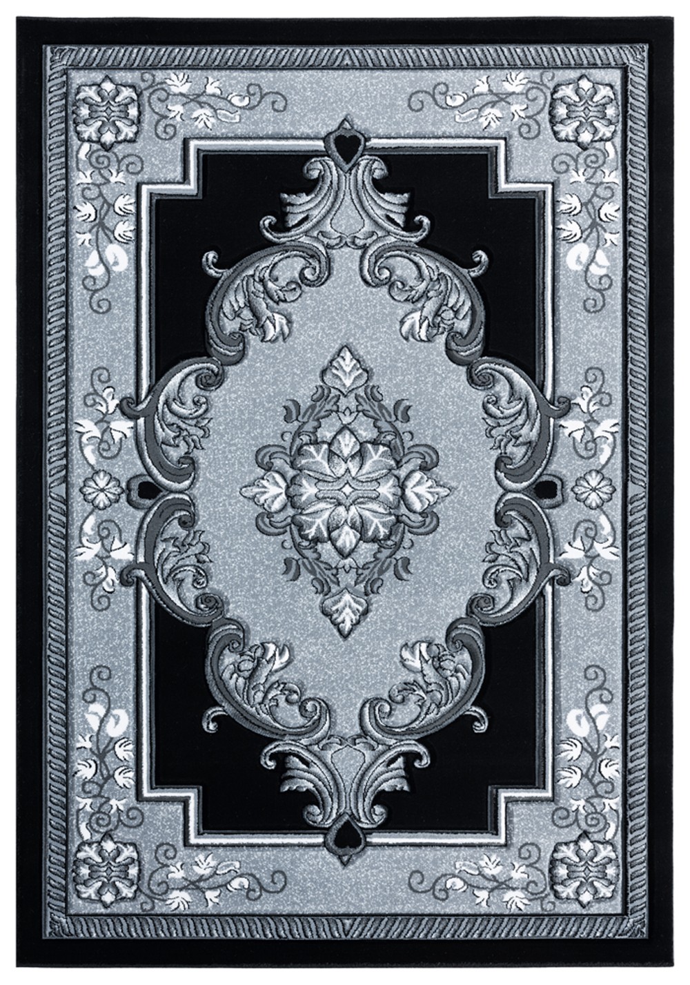 2×3 United Weavers Gray Bordered Curls Petals 2050 10571 – Aprx 1′ 10″ x 2′ 8″