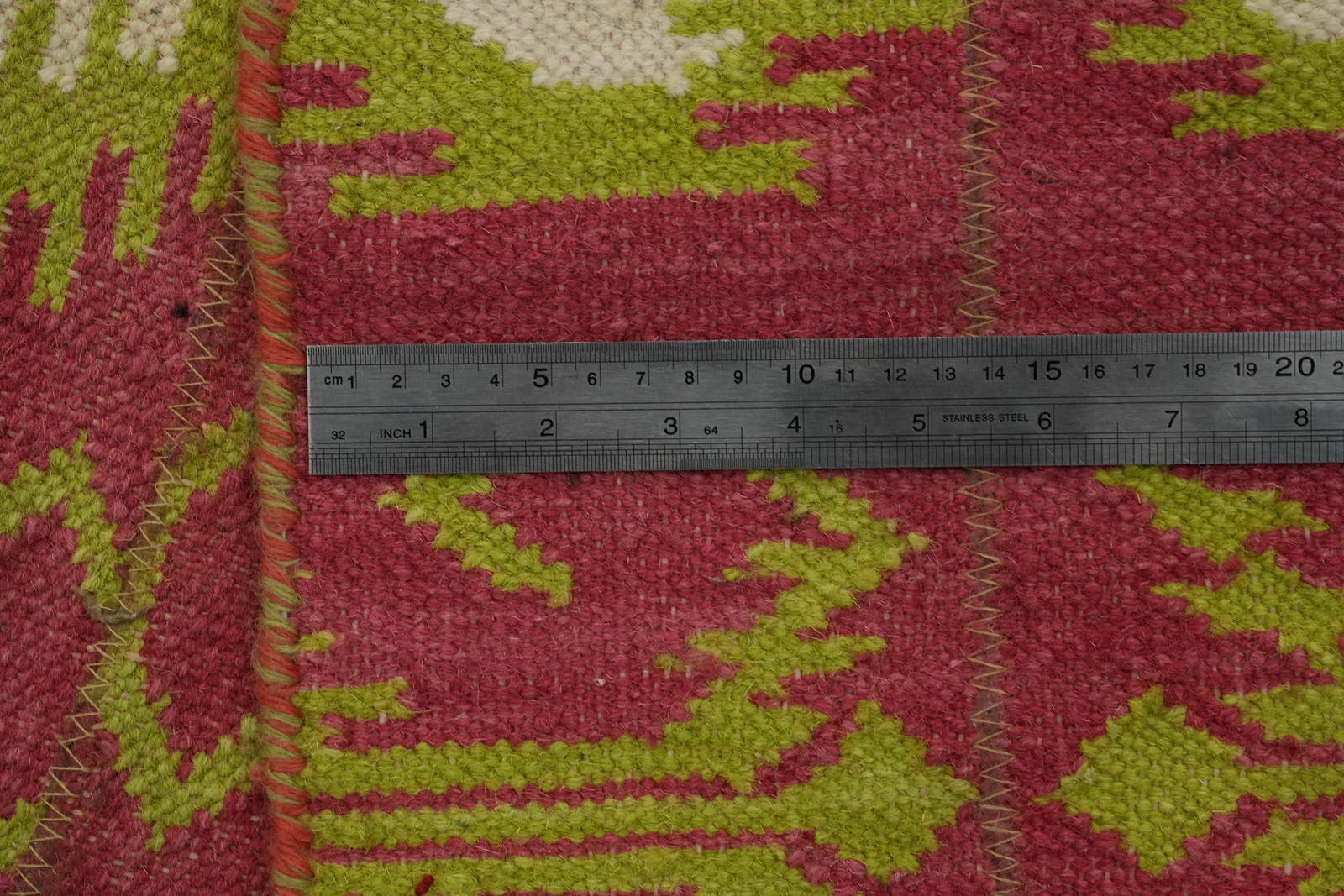 Hand-Woven Geometric Kilim Area Rug 6×9 Contemporary Pink Oriental Wool Carpet