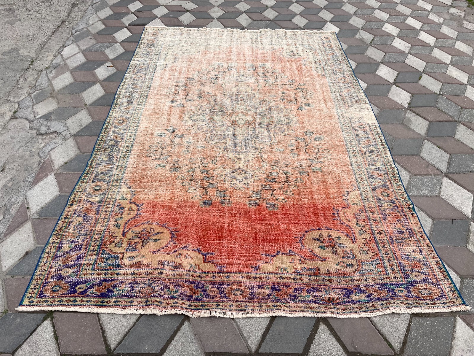 Decorative Rug, 6.3×9.3 feet, Unique Design Carpet, Anatolian Rug, oushak carpet