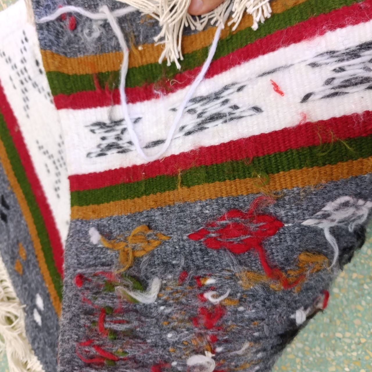 Handwoven Algerian Berber Wool Rug 56×52 cm Sahara Tribal Wall Hanging Boho Deco