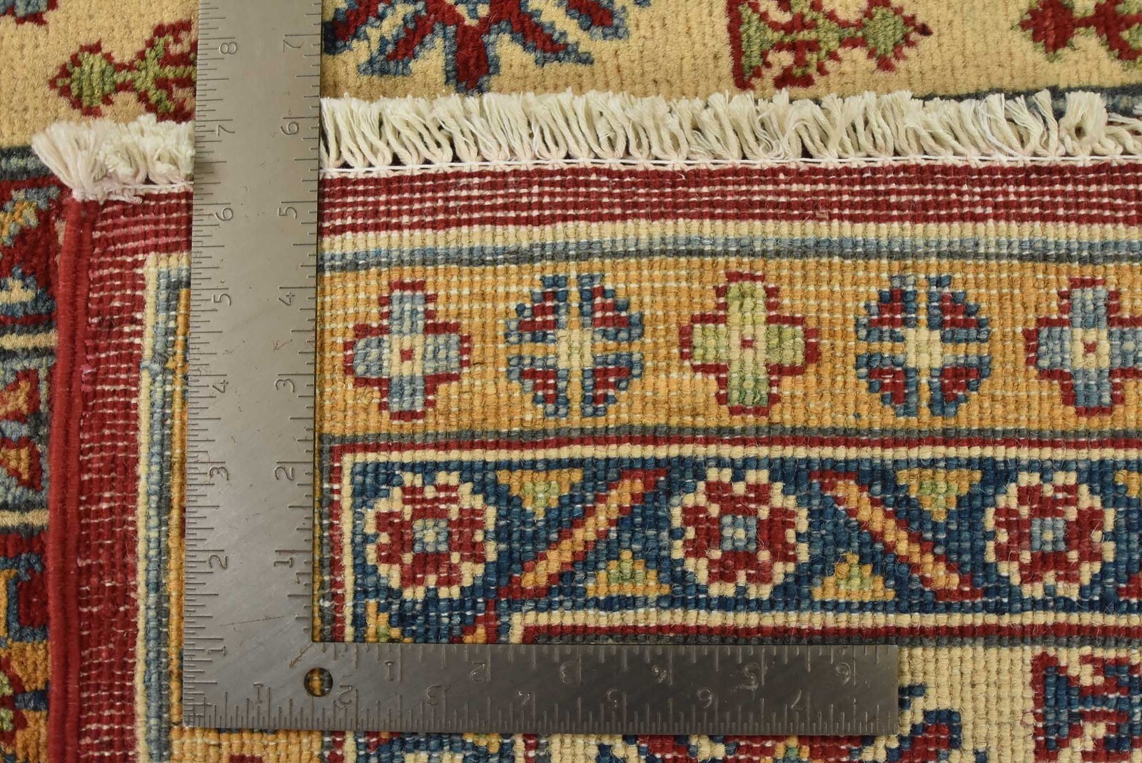 Kazak Rug 6’1” x 9’1” Red Wool Tribal Hand-Knotted Oriental Carpet