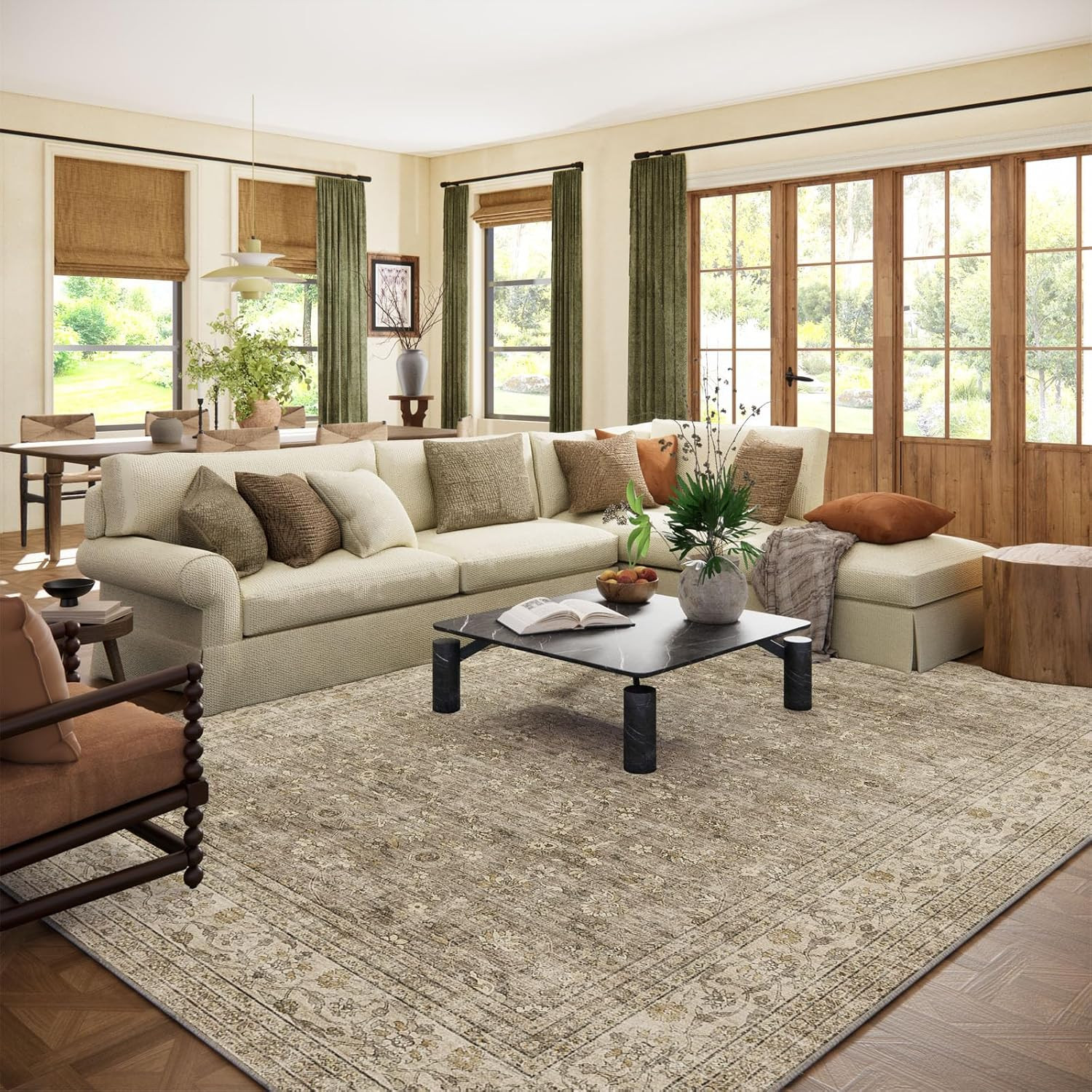 Machine Washable Rugs for Living Room: 8X10 Area Rugs for Bedroom Vintage Stain