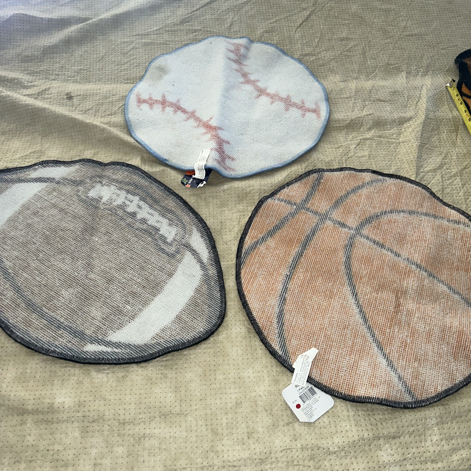 New Lot Of 3 Childs Room Sports Rugs Football Basketball Baseball