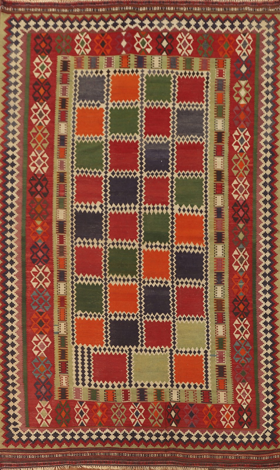 Vegetable Dye Kilim Area Rug 6×9 Ft Flatweave Tribal Oriental Wool Carpet