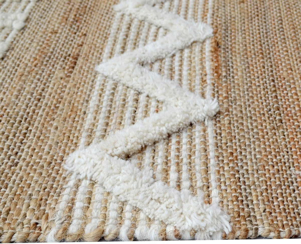 Andes 1123 Designer Natural Jute Rug, 160 Cm X 230 Cm Size, Natural/Ivory