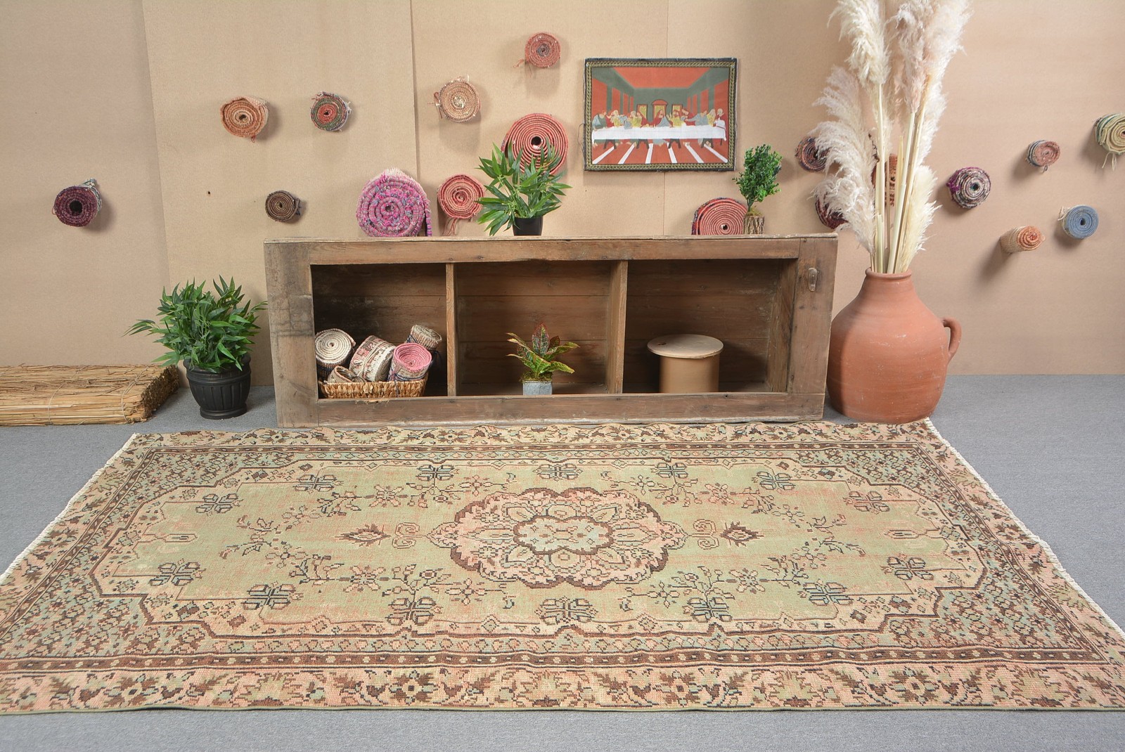 Vintage Large Rug 5,1×8,7 ft (154×264 cm), Brown Handmade Turkish Rug