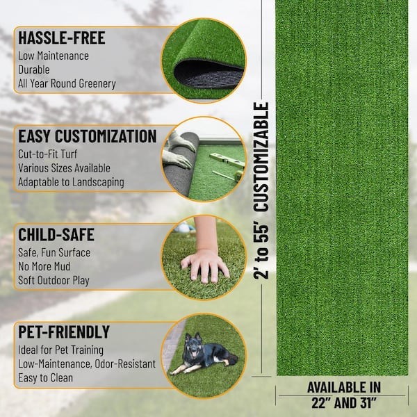 Artificial Grass Runner Rug 3×10 Green Indoor Outdoor Waterproof Turf Carpet Mat