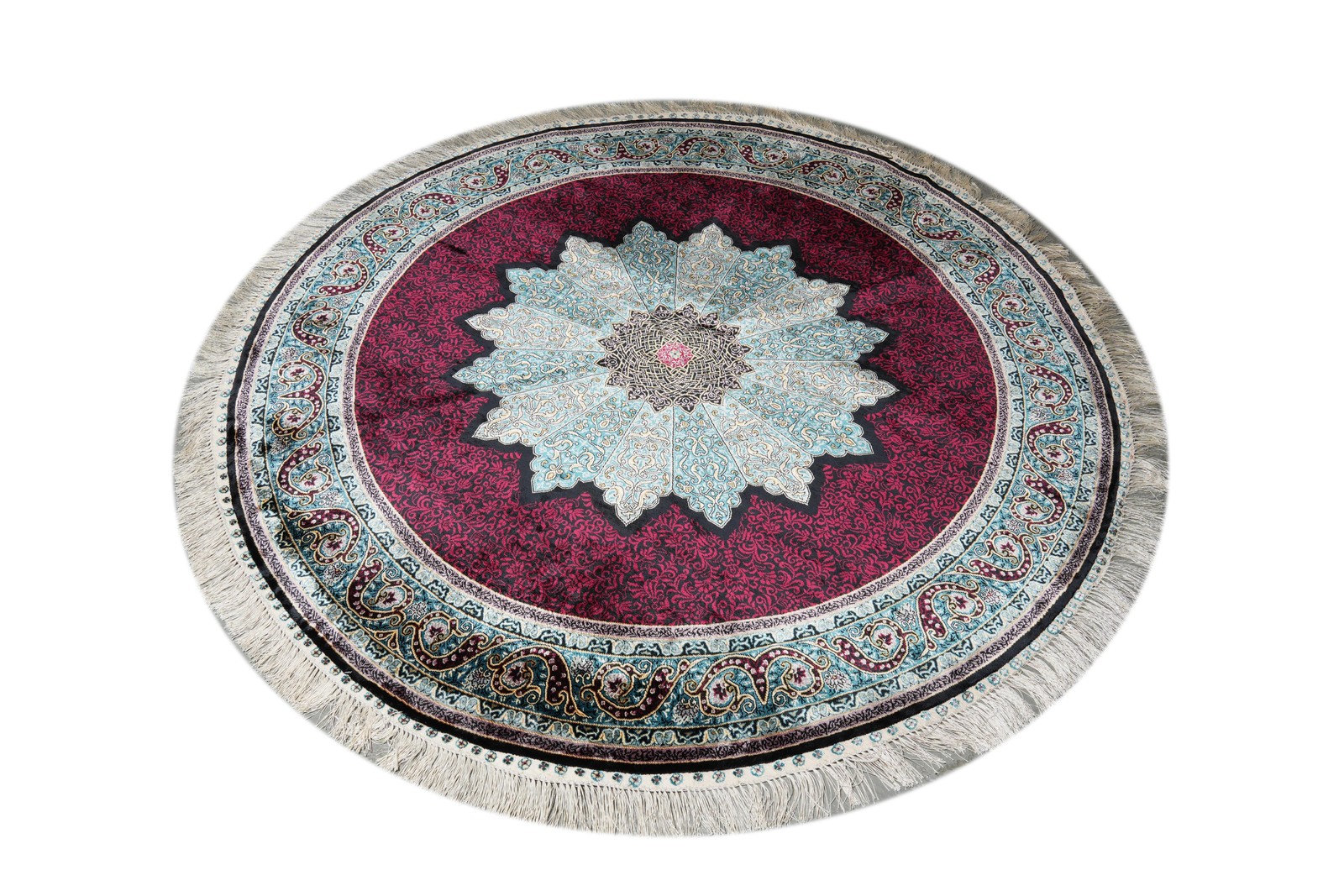 5 x 5 Feet Round Silk Rug #PIX-59494