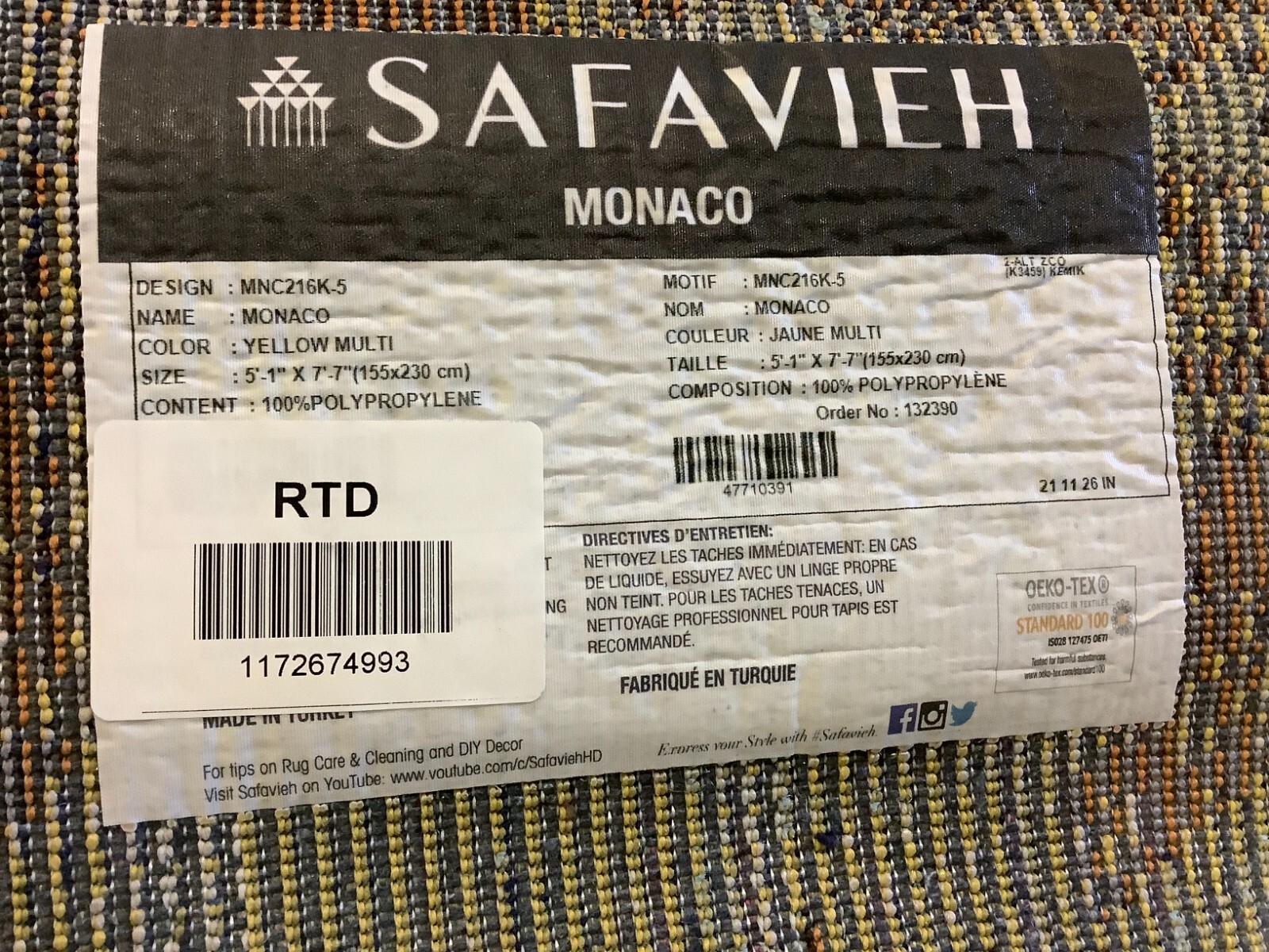 YELLOW / MULTI 5′-1″ x 7′-7″ Flaw in Rug, Reduced Price 1172674993 MNC216K-5
