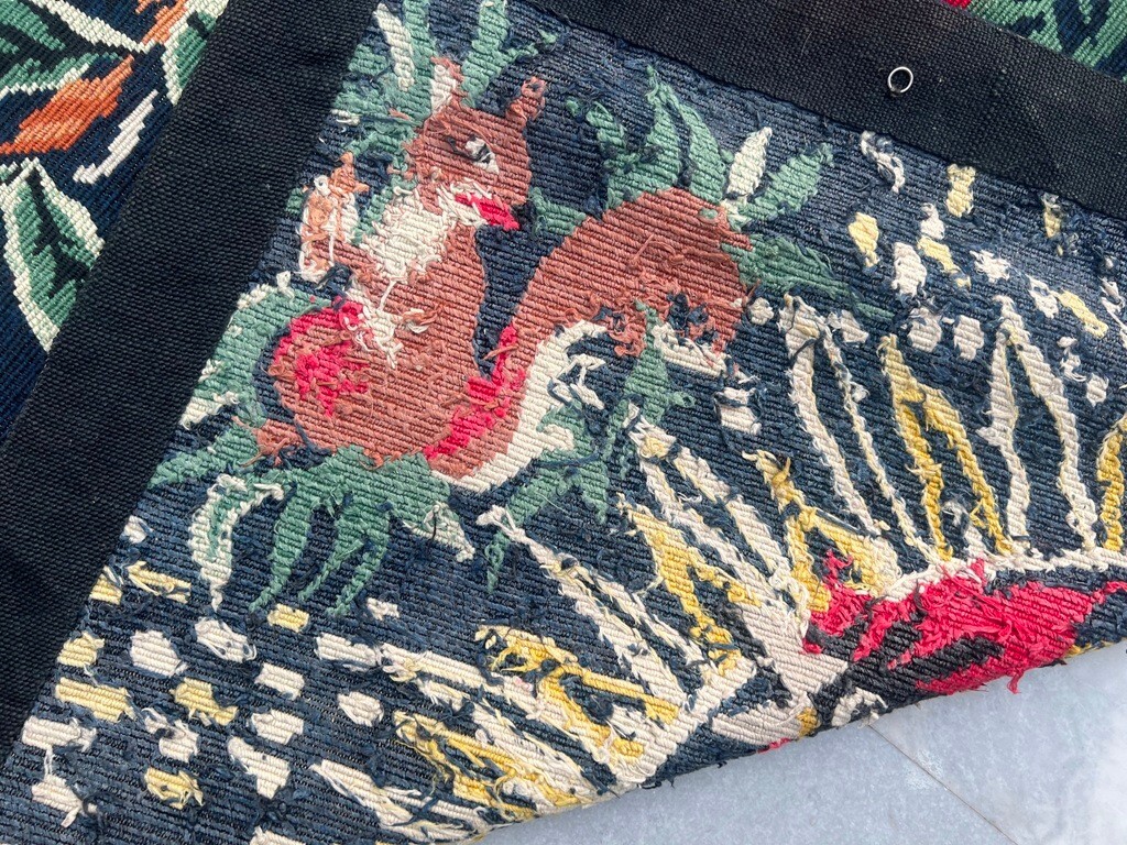 Vintage Aubusson Tapestry Rug, Needle Point Peacock Rug, 3×5 ft Free Ship