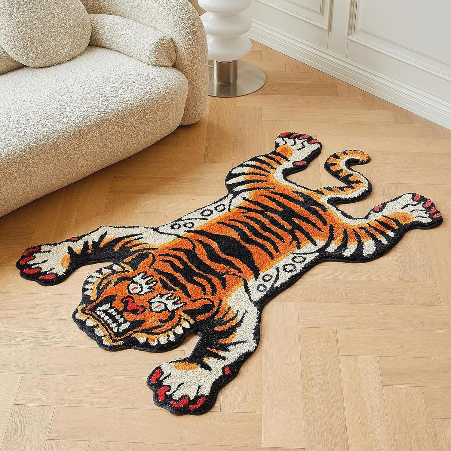 5X3.3 Ft Tibetan Tiger Area Rug Tufted High Pile Xlarge Indoor Machine Washable